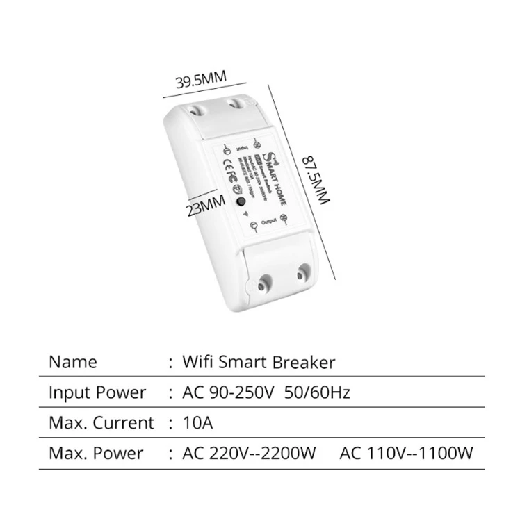 Tuya Smart WiFi Switch with APP Remote Control & Timer Wireless 10A Voice Control Smart Phone Accessory