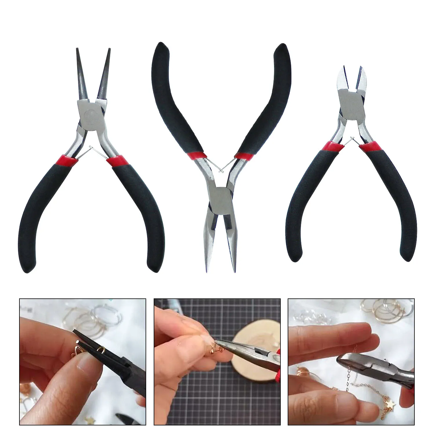 1 Set Jewelry Making Tools Pliers Awl Lobster Clasps Tape Measure