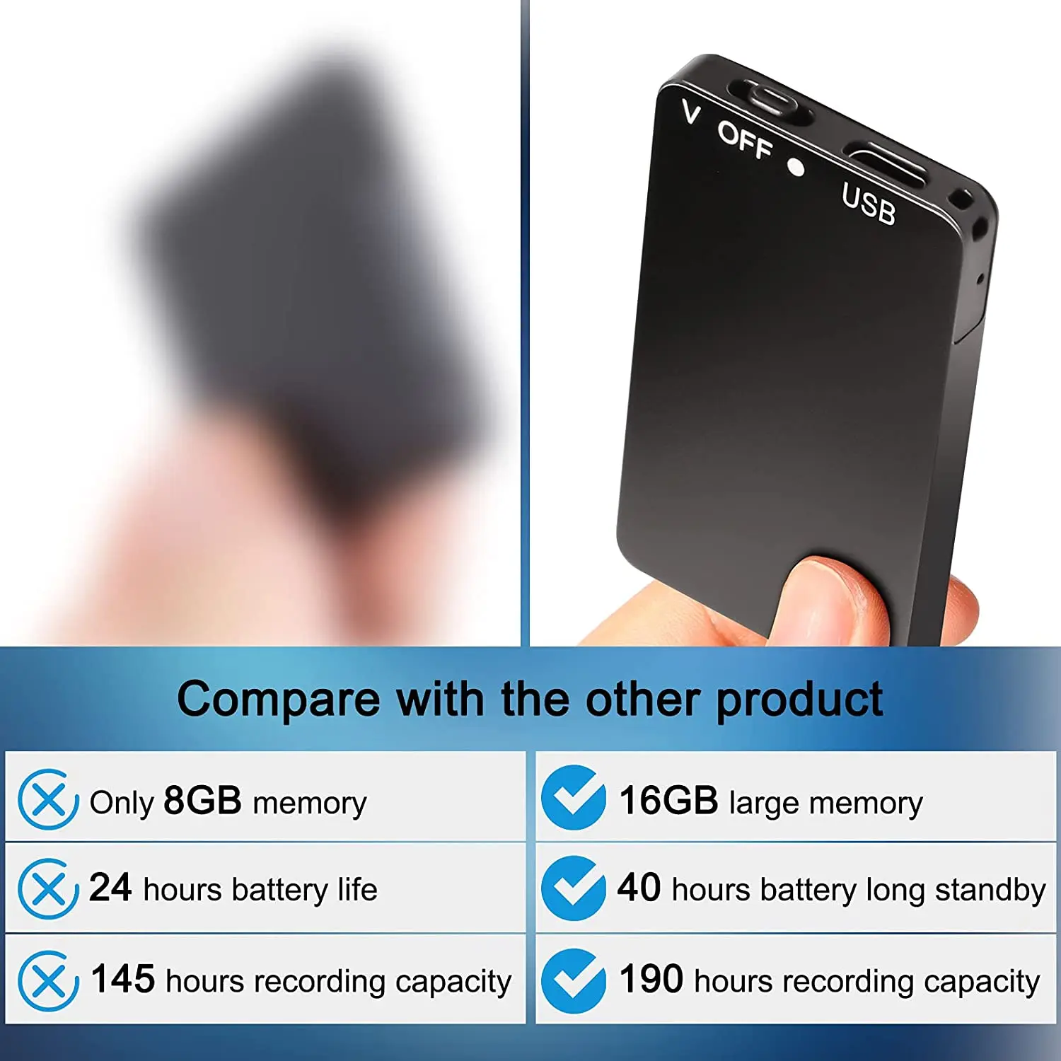 Patent Model L800 Voice Recording Devices Mini Card Shape MP3 Music Recorder Portable Small Voice Recorders