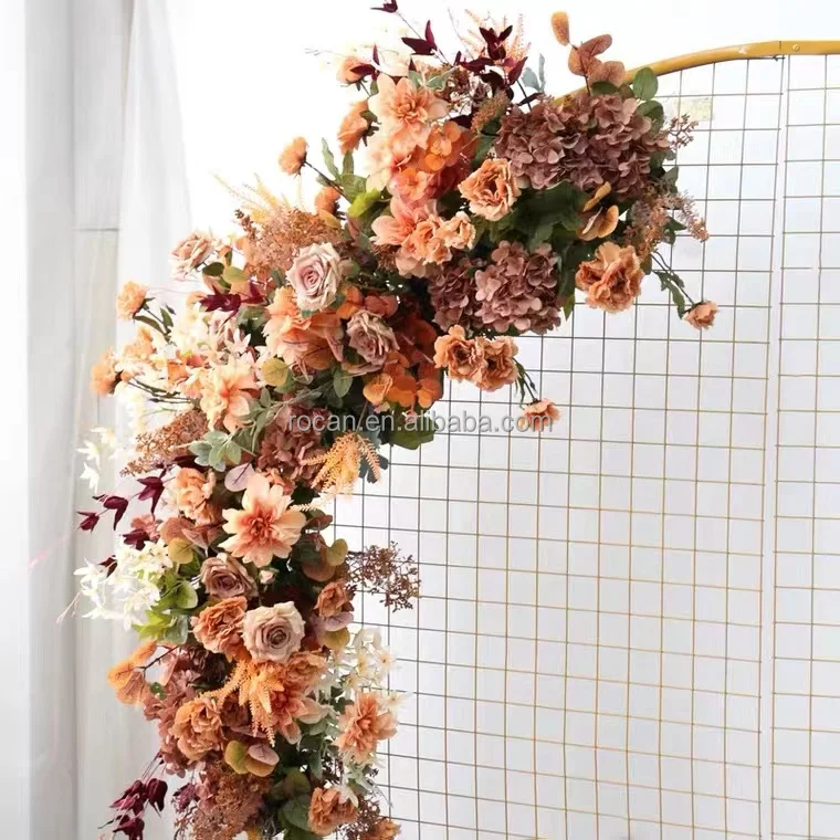 Terracotta Dusty Rust Orange Autumn Fall Wedding Flower Garland  Round Arch Wedding Swag for Circular ArchWedding Backdrop