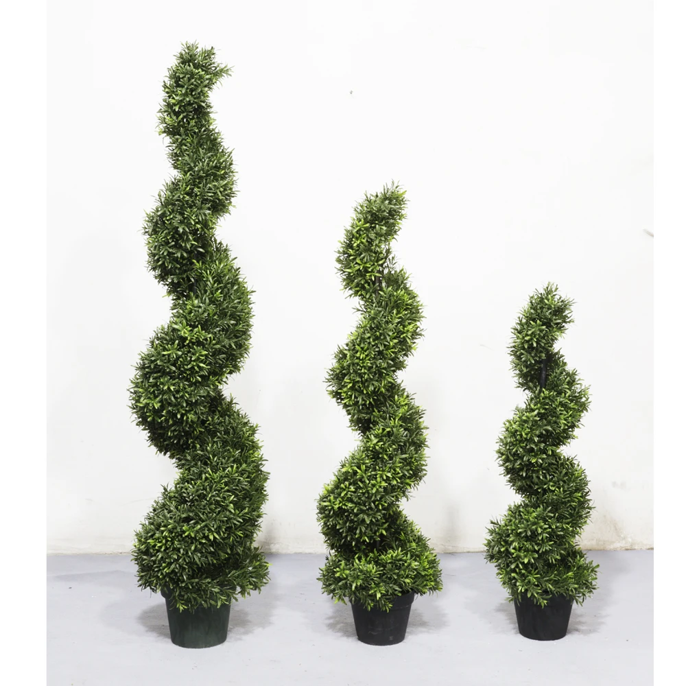 Artificial Plant Tree UV Rated  Milan Rosemary Boxwood Ball Spiral Topiary  Greenery  for Home Garden Decoration