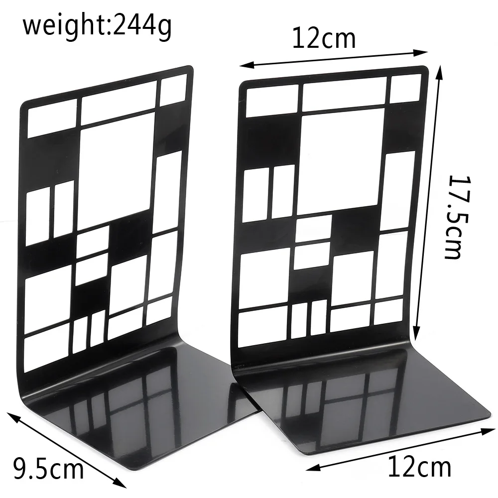Metal Bookends Decorative Book Ends Black Bookends Supports Non Skid