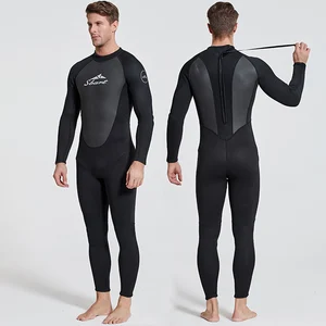 One Piece Neoprene Warm 3mm Wet Suit Back Zip Unrestricted Movement Black Long Sleeve Seamless Wetsuit Diving Suit
