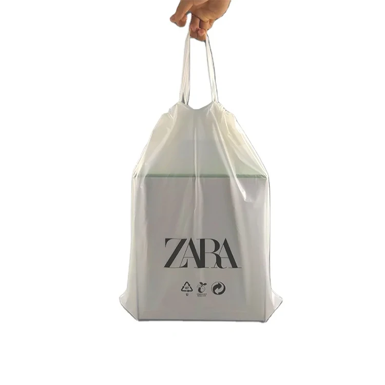Polyester Drawstring Bag Matte Plastic With Logo Custom Printing Pvc Drawstring Bag Frosted Clothing Packaging Bag
