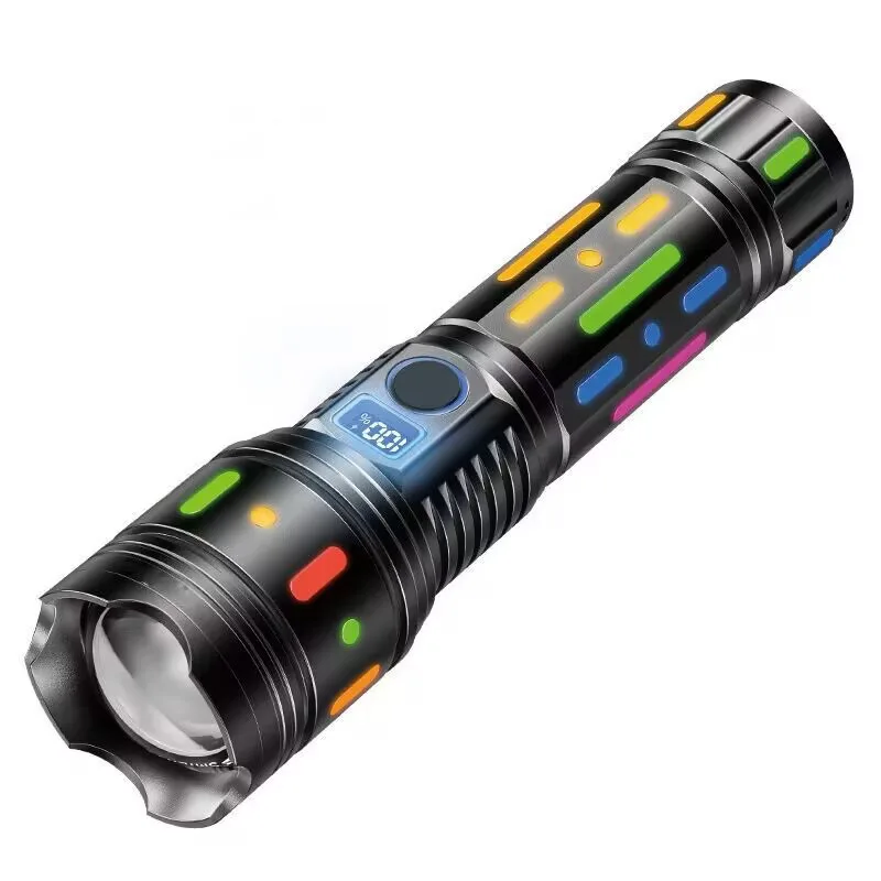 60W Fluorescence LED Flashlights USB Rechargeable High Power Tactical Trekking Torch Torch Waterproof Outdoor Camping Flashlight factory