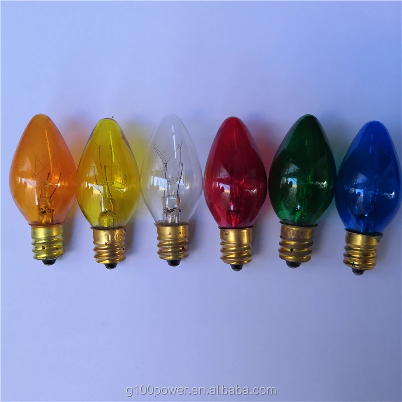 Best C7 Decorative Multicolor Transparent Incandescent Christmas Light Bulb 130 Volt 60HZ