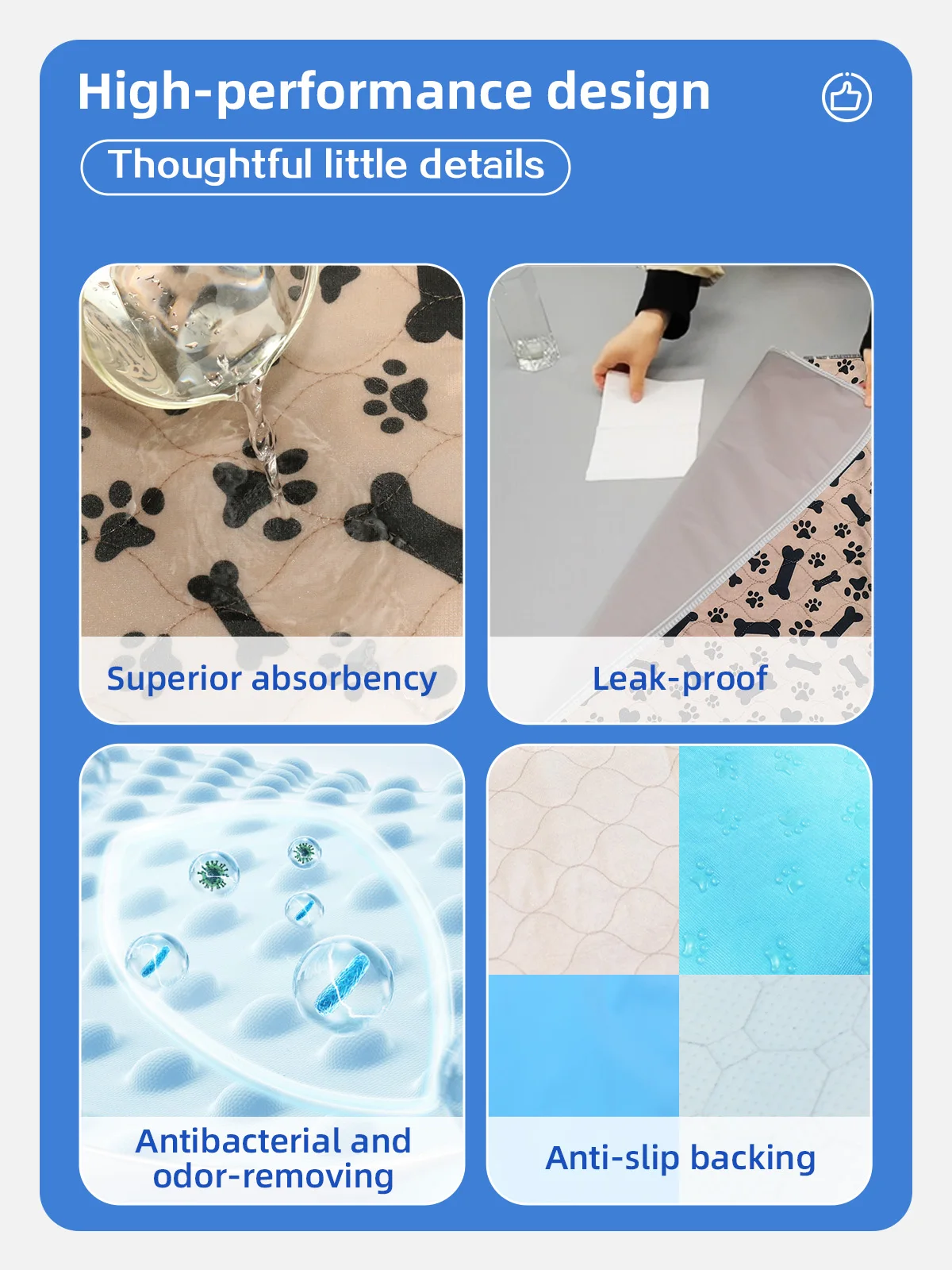 Wholesale Reusable Washable Dog Pad Pet Puppy Training Pee Pad for Dog - product detail 3