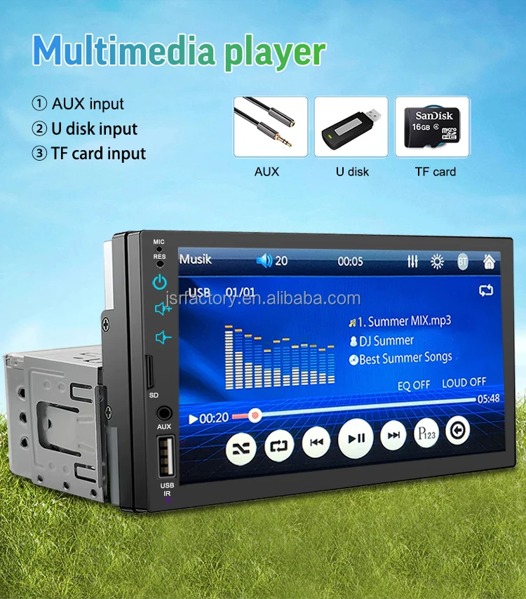 7023 One Din Car Stereo 7 Inch Touch Screen Car Radio Auto Mp5 Player