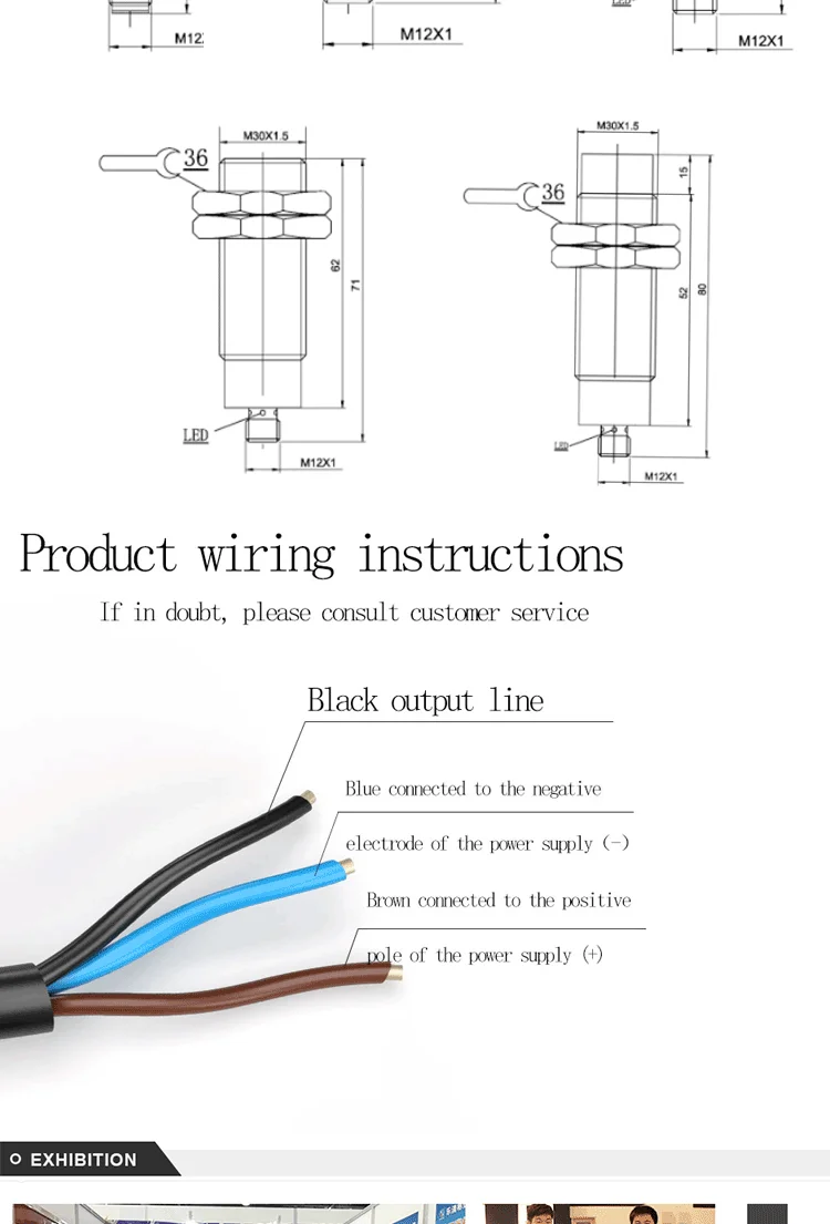 Bxuan M18 8mm 12mm Detection Distance Flush DC 3-Wire 4PIN PNP NO  Inductive Proximity Switch Sensor details