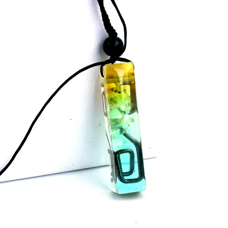 Retro Reiki Healing Chakra Crystal Pendant Necklace - Colorful Natural Stone, Copper & Leather