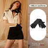 Camicia bianca + gonna nera + guanti neri P11