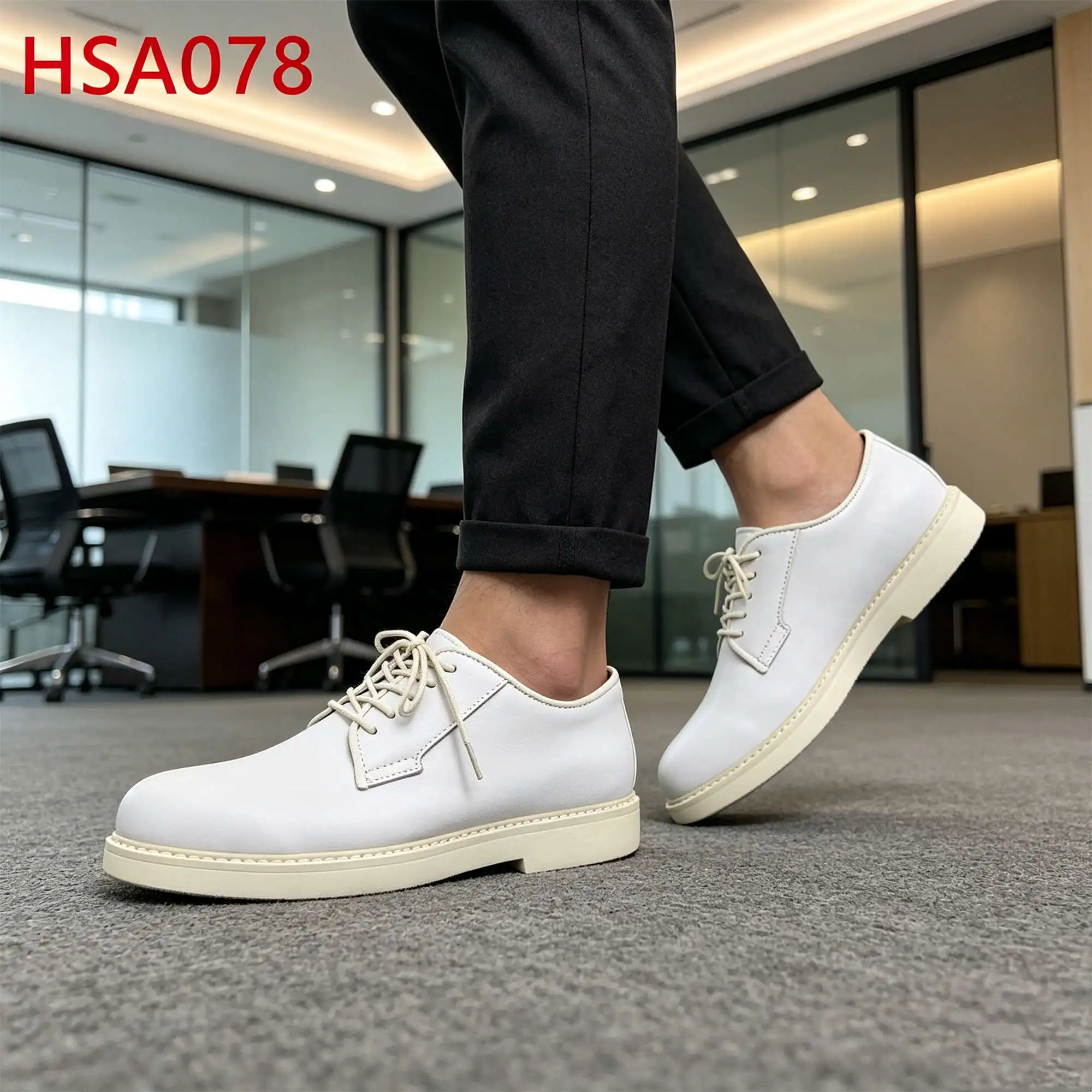 ZYF,Business Person Shining Full Grain Leather Men Dress Shoes Conference Event White/black Uniform Shoes for Sale HSA078