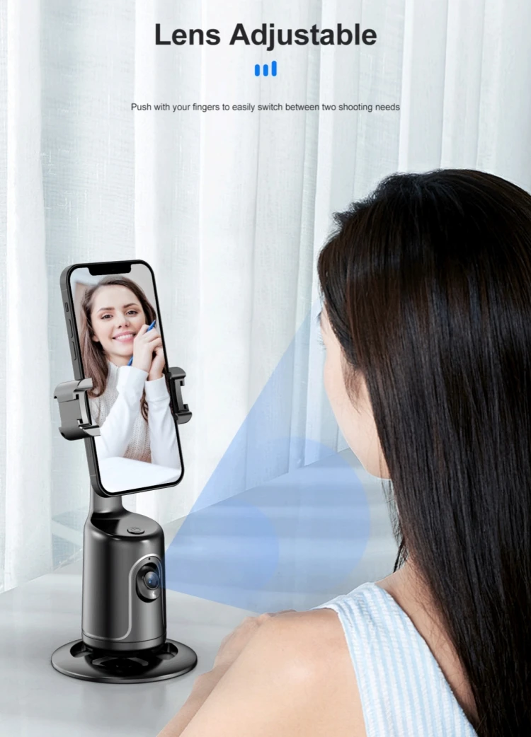 New Intelligent AI Face Recognition Rotating 360 Phone Stand AI tracker Cell Phone Holder with Cold Shoe Interface