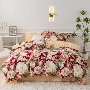 Luxury Floral Printed Microfiber Bedding Set 100% Polyester Hypoallergenic & Wrinkle-Free Super Soft Sheets Home Use Bag Packed