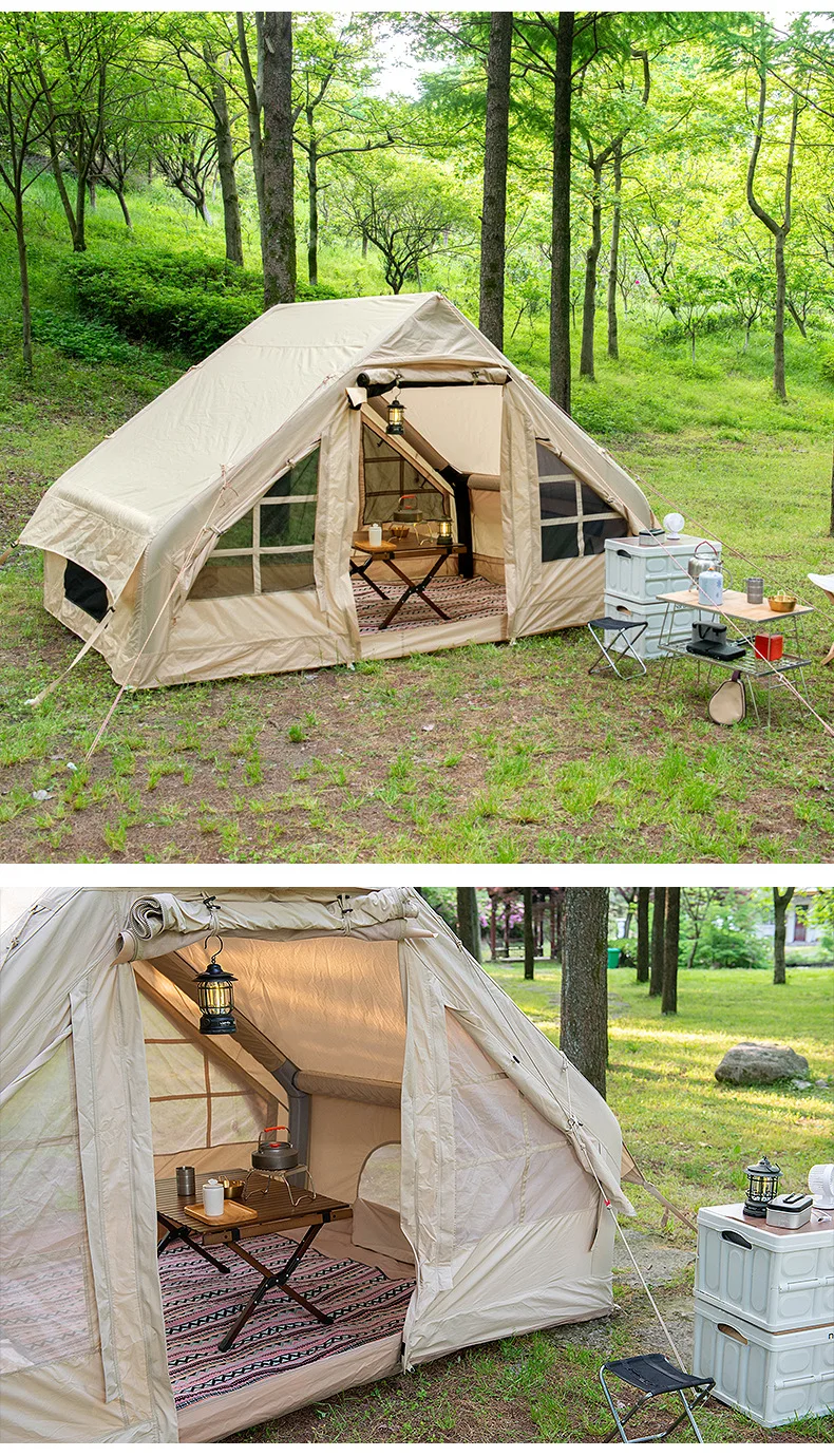 Glamping Luxury Family Camping Waterproof Large Air Pole Canvas Wall ...