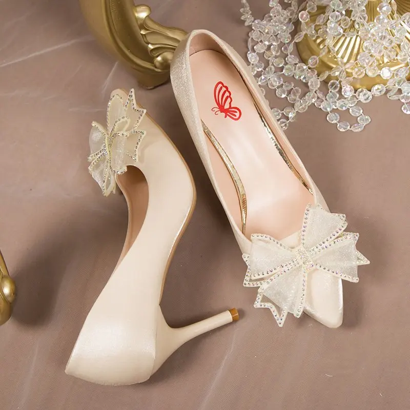 Sandalias de tacón alto de lujo para mujer, zapatos de boda para