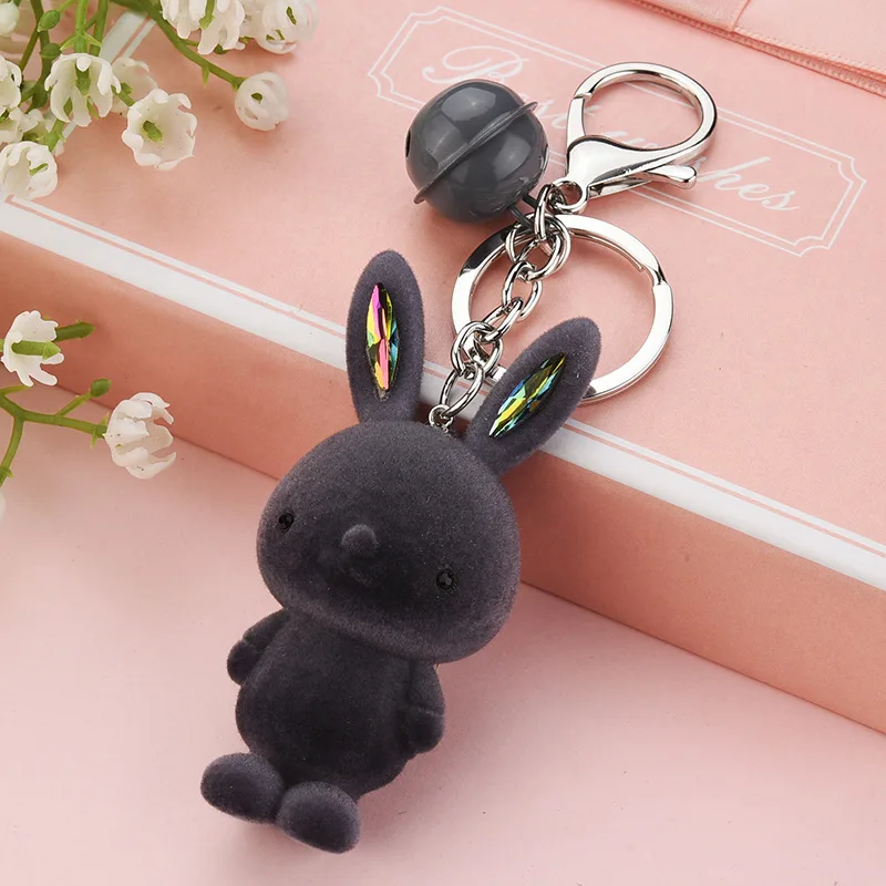 1pc Lovely Cartoon Resin Black Bowknot Plush Rabbit Shaped Keychain For  Women, Car Key Holder, Bag Pendant, Couple Accessory