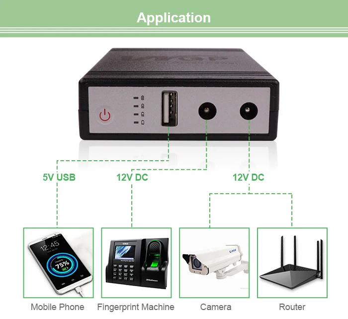 WGP DC 5V 12V 12V UPS Small Size IP CCTV Camera Modem Backup 1A 2A Battery Supply USB Power Bank Mini UPS for WiFi Router Home