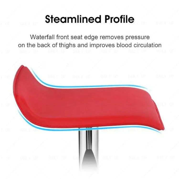 Adjustable Padded Bar Chair Stool With Footrest Fixed Low Back Kitchen Dining Chair Counter Chair With Upholstered PU Cushion