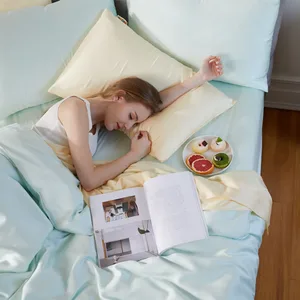 Luxury Single Bed Sheet Silk Bed Cover Plain Bedsheets Natural 100% Organic Bedsheet Lyocell Bedding Set With Pillow Case