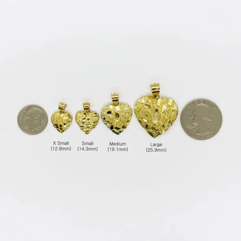Duyizhao Hip Hop Unique Design Gold Nugget Heart Shaped Charm Pendant for Women/Men Jewelry
