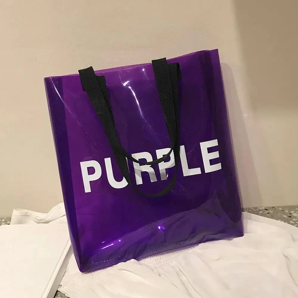 Transparent Women Jelly Bag PVC Plastic Shoulder Shopping Spring Summer Beach Leisure Tote Bag