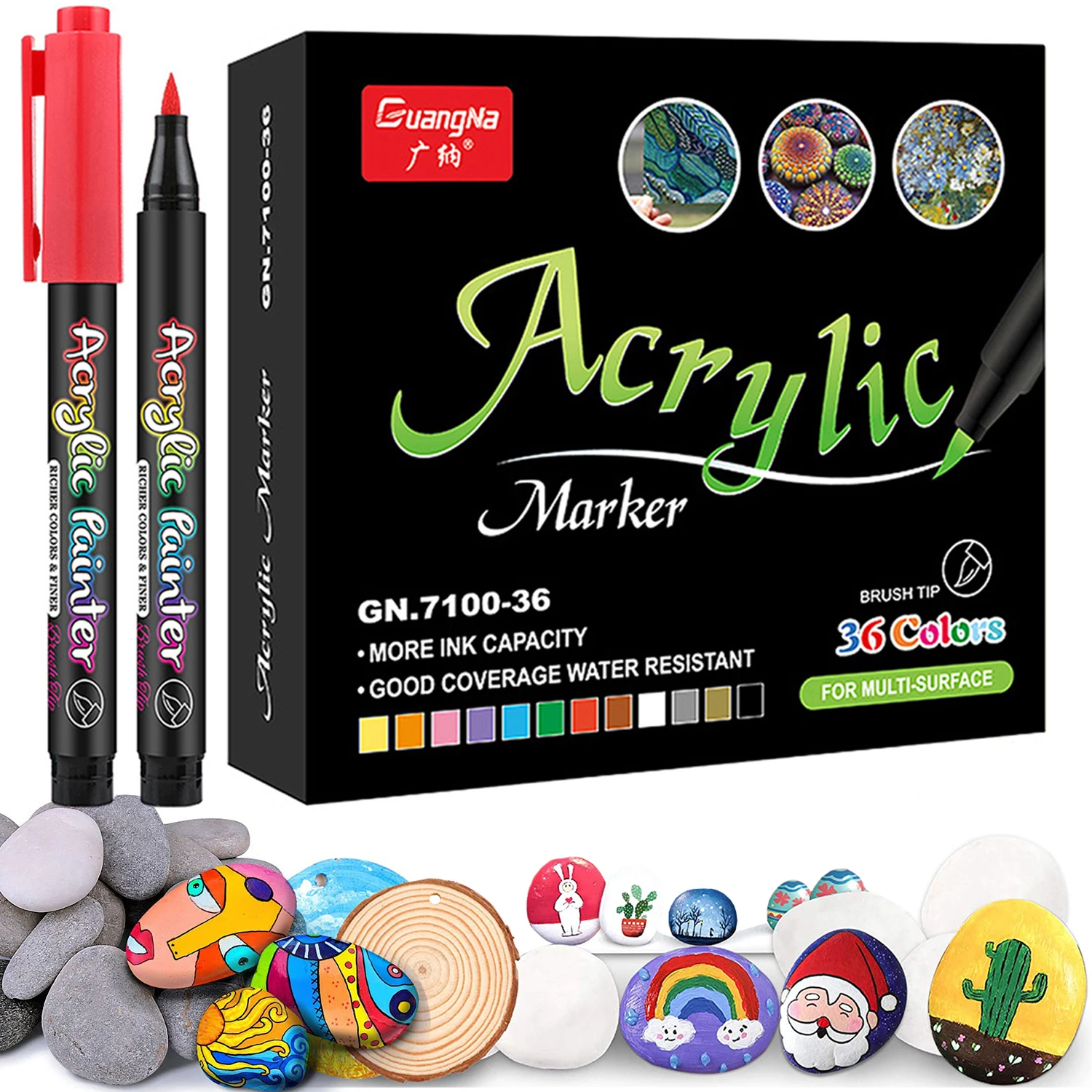 Acrylic Paint Markers, Set of 24/48/60 Assorted Color Paint Pens
