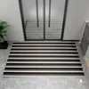 Clustered floor mat - black and white stripes - fine