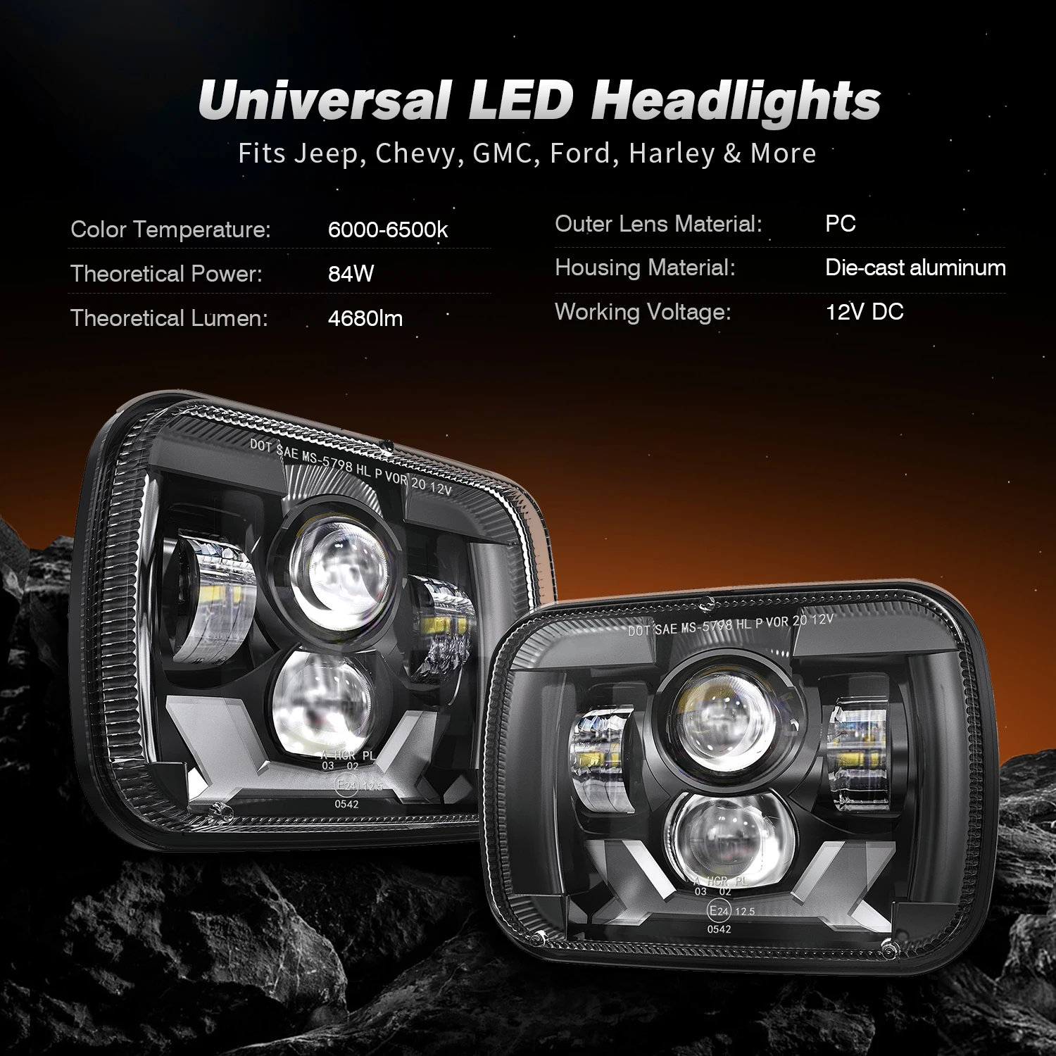 5×7インチ LEDヘッドライト シボレー エクスプレス 1500 2500 3500