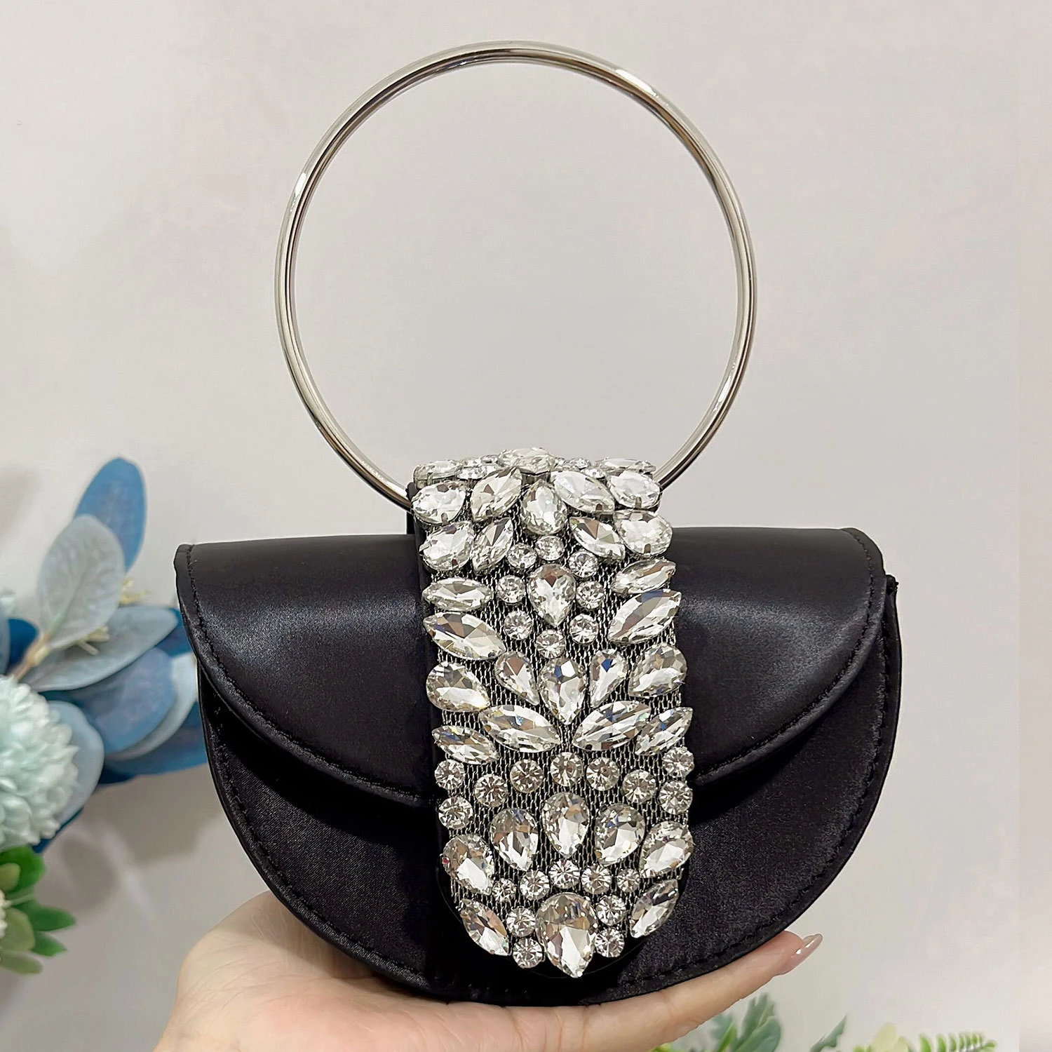 Shiny Event Clutch Bag Buckle Metal Chain Handbag Floral - Temu
