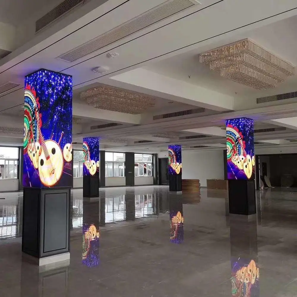 High Definition Four Sided LED Screen Pillar Column Pillar Led Panel square Pole Led Display