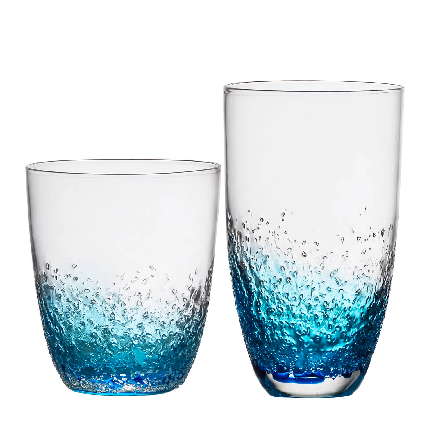 Samyo Custom Unique Gradient Blue Colored Highball Water Glass Drinking Glasses Cup for Gift