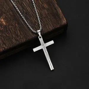 Necklace Popular Luxury Stainless Steel Quality Cable Chain Bracelet Ring Metal Cross Fashion Pendant Necklace for Women Men