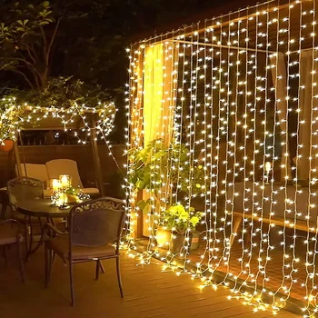 3*3m 2*2m 1*3m Outdoor IP67 Waterproof Rubber Fairy curtain light copper wire lamp string Wedding Christmas party decoration