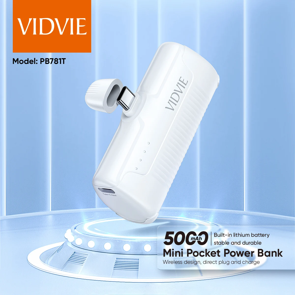 Vidvie Portable Mini Pocket Powerbank 5000 Mah Type C Power Bank For