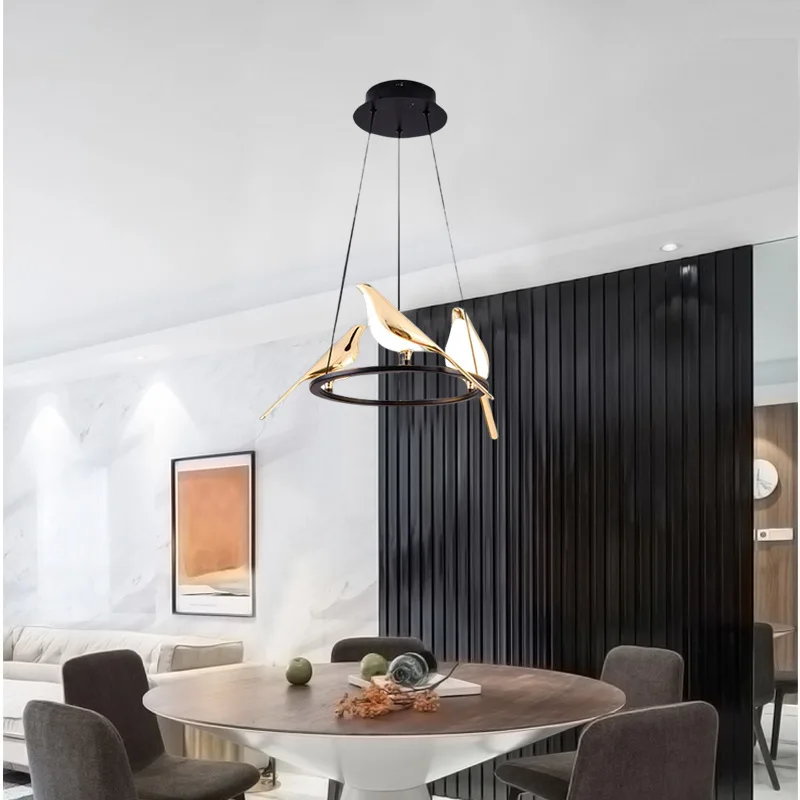 Modern Creative Desgin Simple Dining Room Hanging Led Chandelier Pendant Light With the Shape of Birds