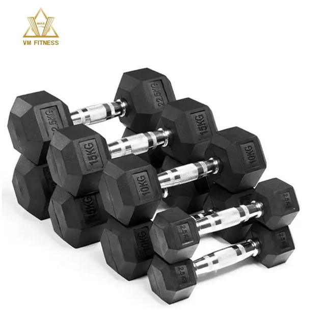 gym supplies rubber hex dumbbell training workout home gym fitness dumbbell