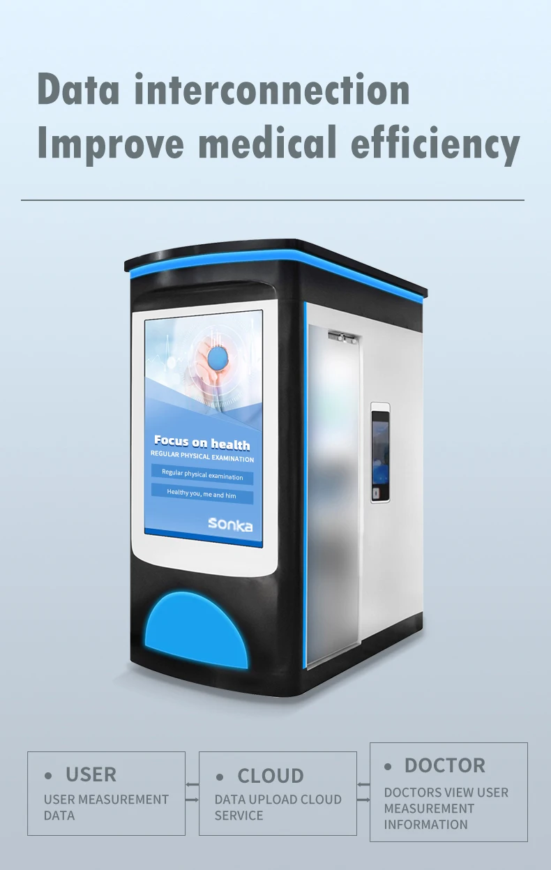 Sonka medical health kiosk intelligent health examination basic body health check up kiosk clinic on cloud for healthcare center details