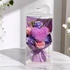 6 roses+plush peach heart purple