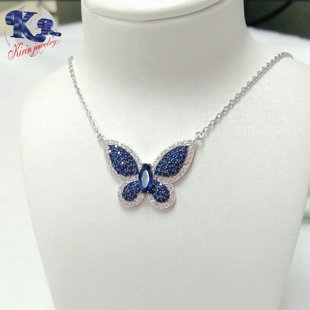 for Women silver chain butterfly pendant necklace Ladies CZ 925 sterling silver necklace pendant