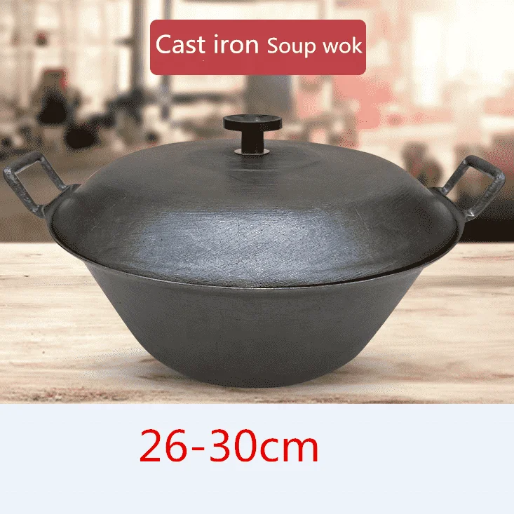 Traditional Thickened Binaural Cast Iron Pot Vintage Round Bottom