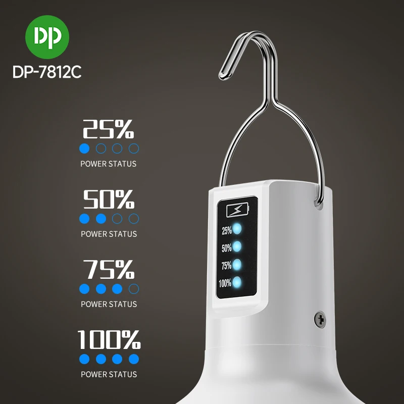 Portable USB Type C Charger Energy Saving LED Emergency Light with Hook for Camping Lithium Battery for Emergency