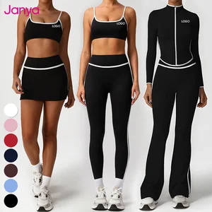 Janya Custom Logo Wholesale Sportswear High Stretch Sports Active Wear Suits Gym Fitness Sets Color Blocking Yoga Sets for Women