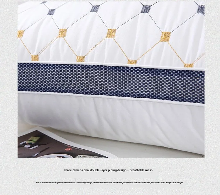 High Quality Soft Pillow 1000g 48*74 Hilton Double Line Hotel Bed