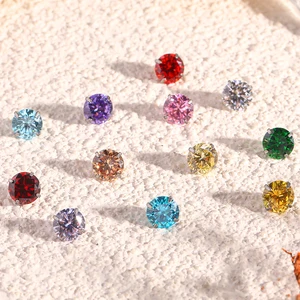 Multicolor Crystal Inlaid Stud Earrings with Titanium Jewelry Titanium Piercing Earrings Titanium