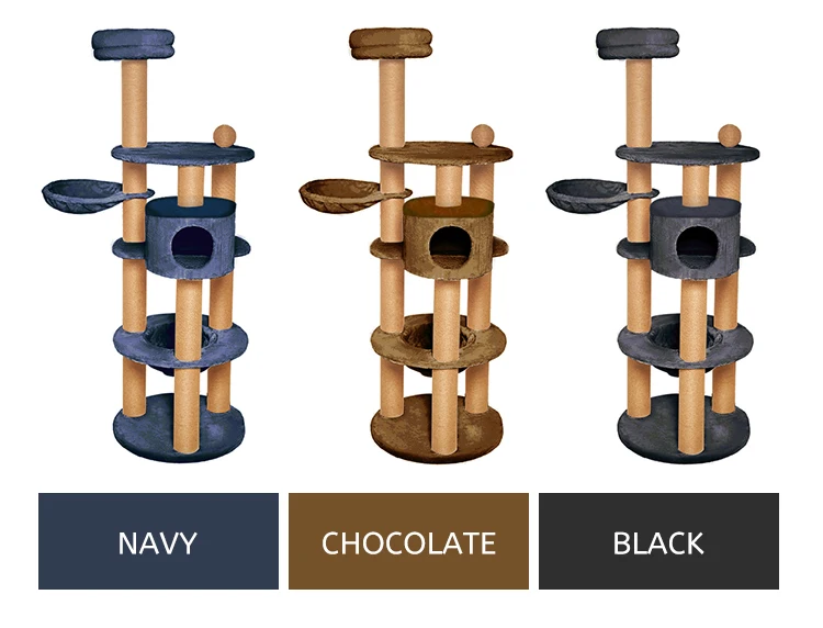 2023 Modern Luxury Pet Wooden Tree House Sisal Rope Scratch Posts Cat Climbing Frame Natural Cat
