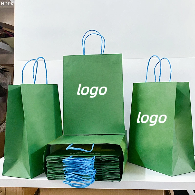 Personalized Green Branded Paper Bag With Your Own Logo Hdpk Saco De