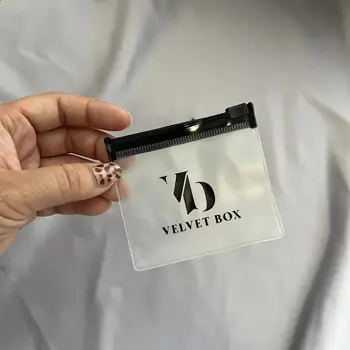 Custom Logo Plastic  PVC Small  zipper  bag   Frosted Zipper Bag  For Earring Necklace Jewelry Packaging   bag