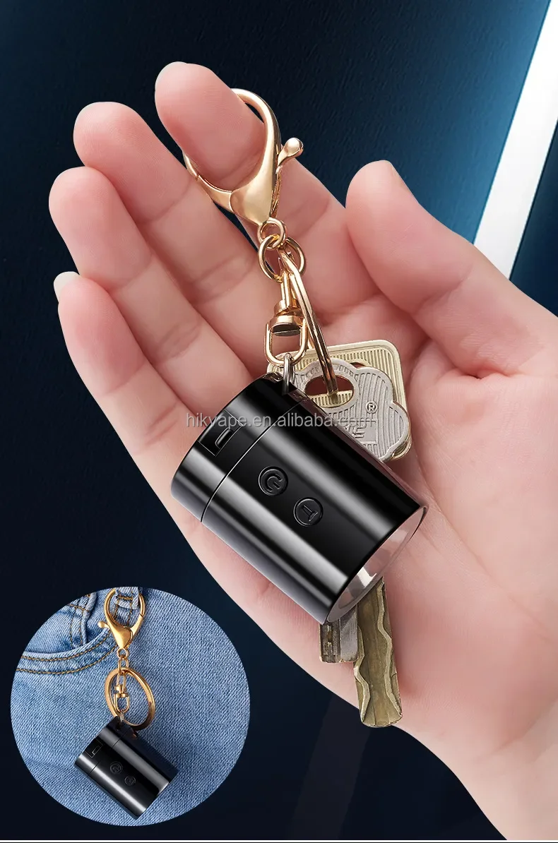 2023 new windproof key chain pendant lighter USB charging lighter with LED lighting torch cigarette lighter