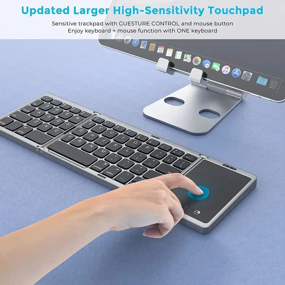 B089T Foldable Keyboard Wireless Bluetooth Optical Universal Mini Foldable Wireless Keyboard for Tablet Mouse Touchpad for PC